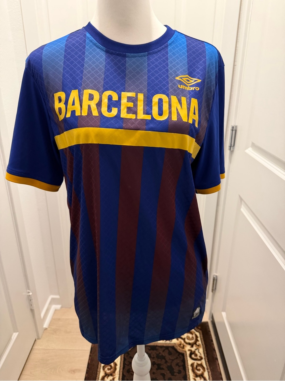 Umbro Barcelona Blue, Maroon & Yellow Striped Soccer Jersey